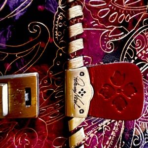 Vintage Patricia Nash Brown Crossbody Gold Embossed Italian Leather/ Key.